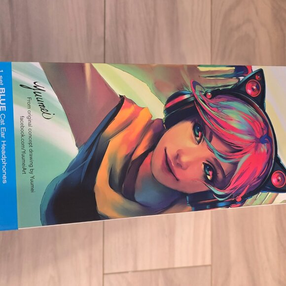 brookstone cat ear headphones with speakers color blue - Picture 5 of 8